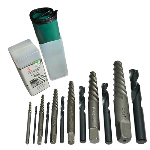 Ezy-Out Screw Extractor Set 192 Cleveland 12 pc, #1,#2,#3,#4,#5&#6 & drill sizes 5/64,7/64,5/32,1/4,9/32&13/32 product photo Front View L