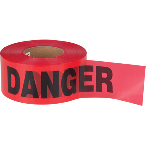 "DANGER" Barricade Tape, Bilingual, 3" W x 1000' L, 1.5 mils, Black on Red product photo Front View L