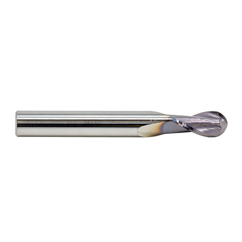 3/8" Diameter 2-Flute Ball Nose Stub Length TiAlN Coated Carbide End Mill product photo