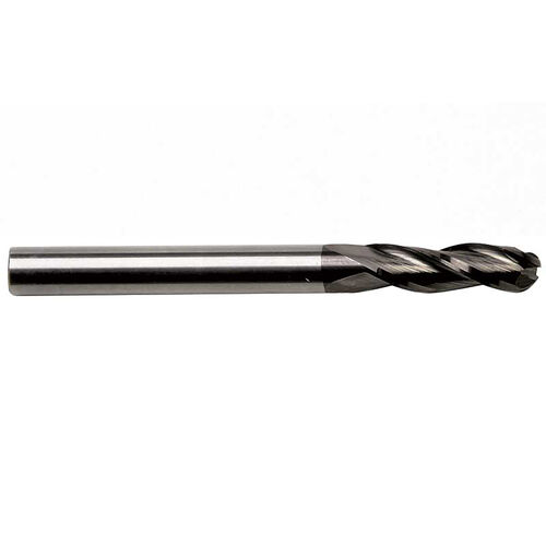 17/64" Diameter 3-Flute Ball Nose Regular Length TiAlN Coated Carbide End Mill product photo Front View L