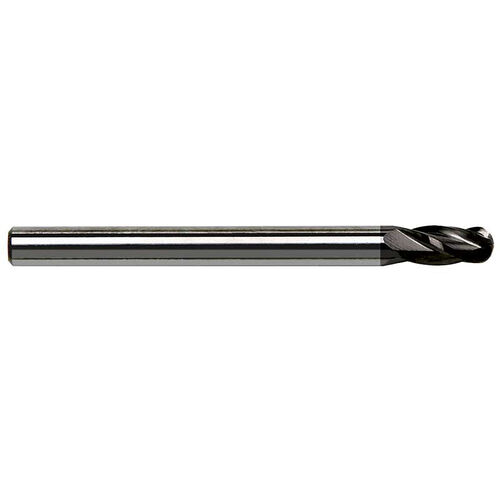 7/32" Diameter 4-Flute Ball Nose Stub Length TiAlN Coated Carbide End Mill product photo Front View L
