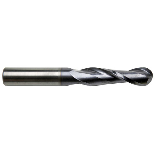 5mm Diameter 2-Flute Ball Nose Long Length TiAlN Coated Carbide End Mill product photo Front View L