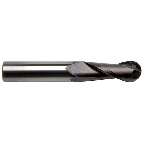 2.5mm Diameter 2-Flute Ball Nose Regular Length TiAlN Coated Carbide End Mill product photo Front View L