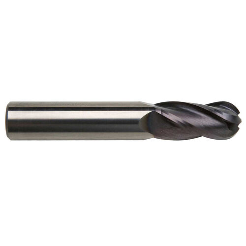 7/8" Diameter x 7/8" Shank 4-Flute Regular Length Ball Nose Yellow Series Carbide End Mill product photo Front View L