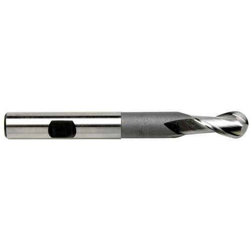 7/16" Diameter x 1/2" Shank 2-Flute Extended Shank Ball Nose HSCO Cobalt End Mill product photo Front View L