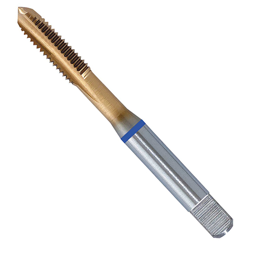 3/4"-10 Blue-Gold 3-Flute TiN Coated HSSE-V3 Spiral Point Tap product photo Front View L