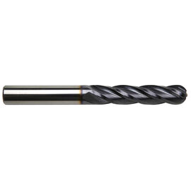 4mm Diameter 4-Flute Ball Nose Long Length TiAlN Coated Carbide End Mill product photo