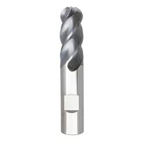 0.5000" Diameter x 0.5000" Shank 4-Flute Short Length AlTiN Coated Carbide Ball Nose End Mill product photo Front View L