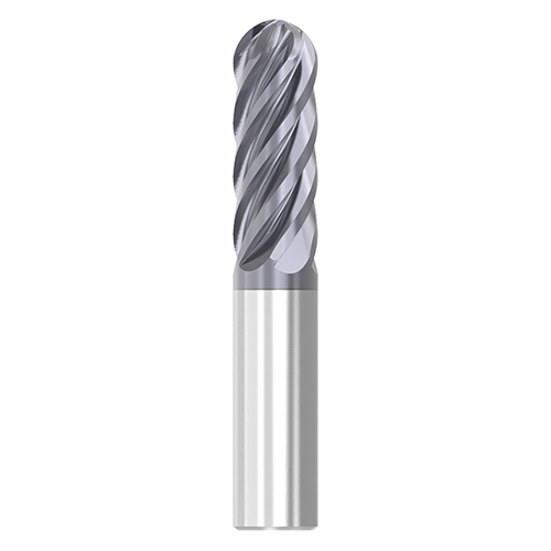 1.0000" Diameter x 1.0000" Shank 6-Flute Stub Length AlTiN Coated Carbide Ball Nose End Mill product photo Front View L