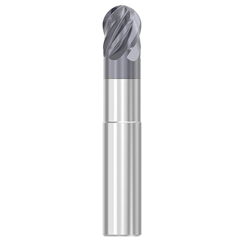 0.3125" Diameter x 0.3125" Shank 6-Flute Stub Length AlTiN Coated Carbide Ball Nose End Mill product photo Front View L