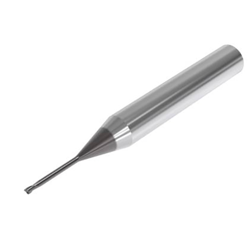 2mm Diameter x 6mm Shank 0.15mm Corner Radius 2-Flute Extra Long Length SIRON-A Coated Carbide Corner Radius End Mill product photo Front View L