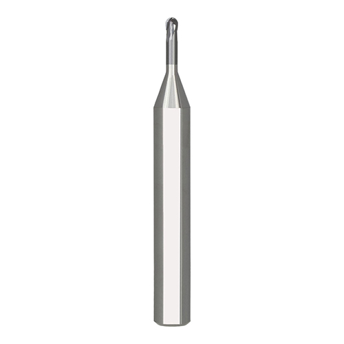 0.80mm Diameter x 6.00mm Shank 2-Flute Short Length AlTiN Coated Carbide Ball Nose End Mill product photo Front View L