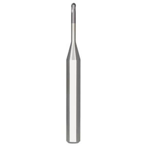 0.80mm Diameter x 6.00mm Shank 2-Flute Extra Long Length AlTiN Coated Carbide Ball Nose End Mill product photo Front View L