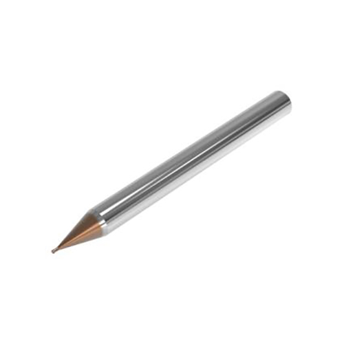 0.50mm Diameter x 4.00mm Shank 2-Flute Stub Length HXT Coated Carbide Ball Nose End Mill product photo Front View L