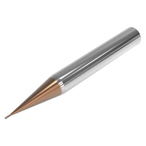 1.00mm Diameter x 6.00mm Shank 2-Flute Short Length HXT Coated Carbide Ball Nose End Mill product photo Front View L