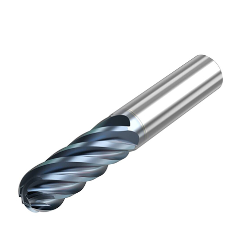 0.2500" Diameter x 0.2500" Shank 6-Flute Standard Length HTA Coated Carbide Ball Nose End Mill product photo Front View L