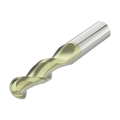 0.5000" Diameter x 0.5000" Shank 2-Flute Standard Length ANF Coated Carbide Ball Nose End Mill product photo Front View L