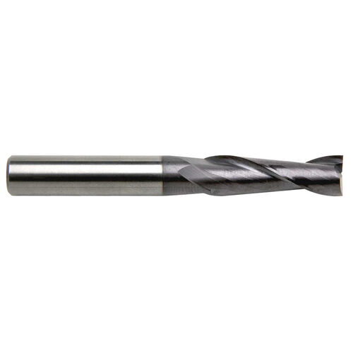 12.0mm Diameter x 12mm Shank 2-Flute Long Length Blue Series Carbide End Mill product photo Front View L