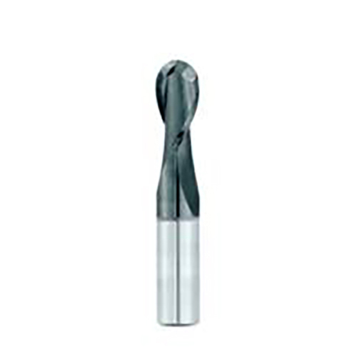 0.1875" Diameter x 0.1875" Shank 2-Flute Long Length TiAlN Coated Carbide Ball Nose End Mill product photo Front View L