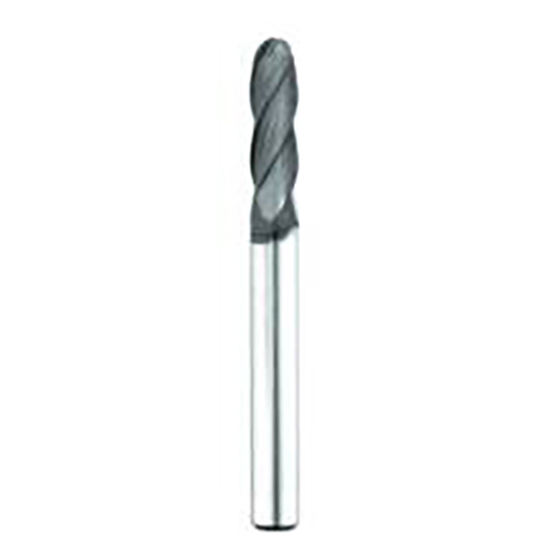 0.0938" Diameter x 0.1250" Shank 4-Flute Long Length Diamond CVD Coated Carbide Ball Nose End Mill product photo Front View L