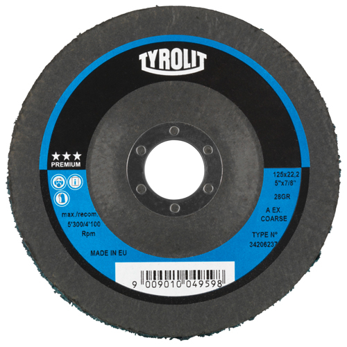 4-1/2" Diameter x 7/8" Hole A Extra Coarse Blue Type 27 Premium Rough Cleaning Disc product photo Front View L