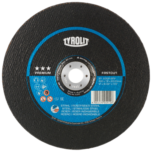 9" Diameter x 9/32" Face x 7/8" Hole A30P-BFP Type 27 Premium Fast Cut Grinding Wheel product photo Front View L