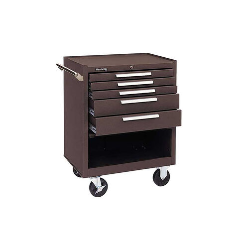 29" 5 Drawer Brown Roller Cabinet With Swing Down Panel product photo Front View L