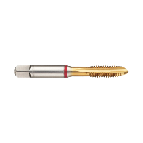 3992 (6.35mm) 1/4-20 HSSE-PM TiN Coated Spiral Point Red Ring Tap product photo Front View L