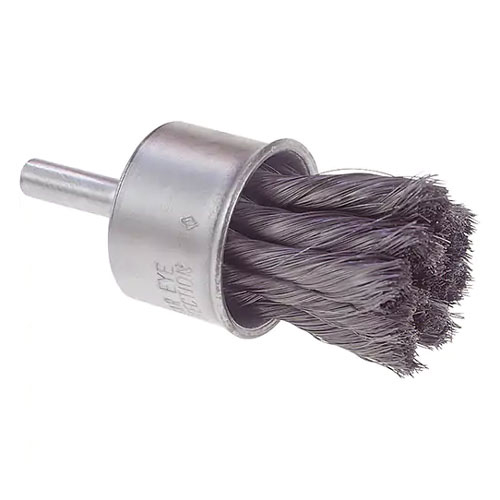 Knot Wire End Brush, 3/4" Dia., 0.014 Wire Dia., 1/4" Shank product photo Front View L