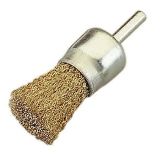 1" Diameter x 1/4" Shank  0.020" Steel Wire Crimped End Brush product photo Front View L