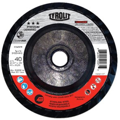 5" Diameter x 5/8"-11 Hole Type 27 CA40 Red C-Trim Plastic Backed Premium Flap Disc product photo Front View L