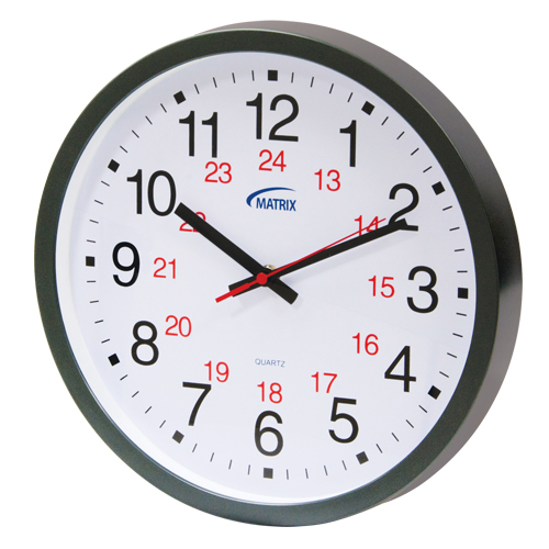 12" 12/24 H Analog Clock, Battery Operated product photo Front View L