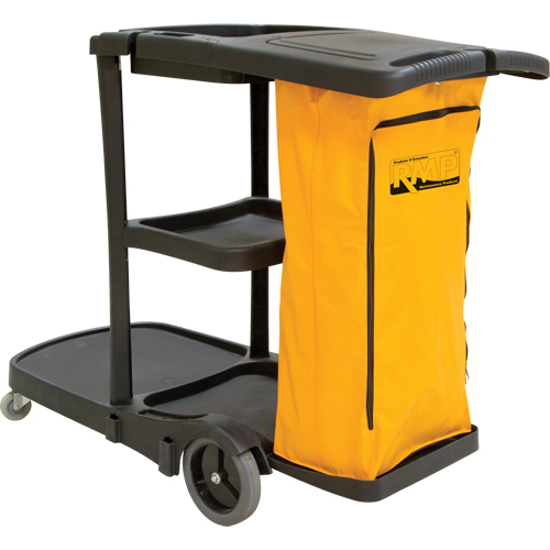 Janitor Cleaning Cart, 51" x 20" x 38", Plastic, Black product photo Front View L