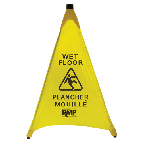 "Wet Floor" Pop-Up Safety Cone, Bilingual with Pictogram product photo Front View L