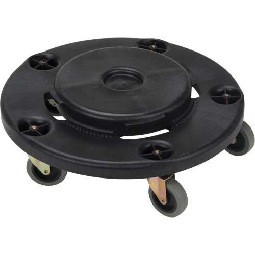 24" Black Polypropylene Waste Container Dolly product photo Front View L