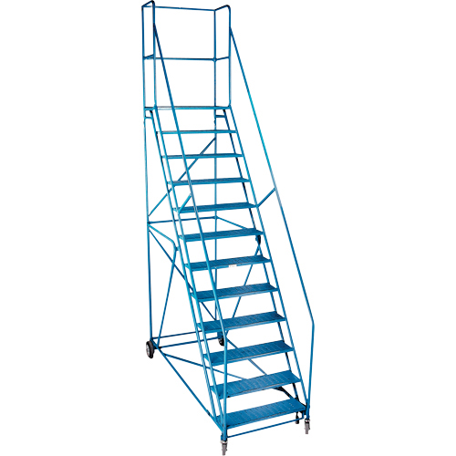 109" Rolling Step Ladder, 12 Steps, 30" Step Width, Steel product photo Front View L