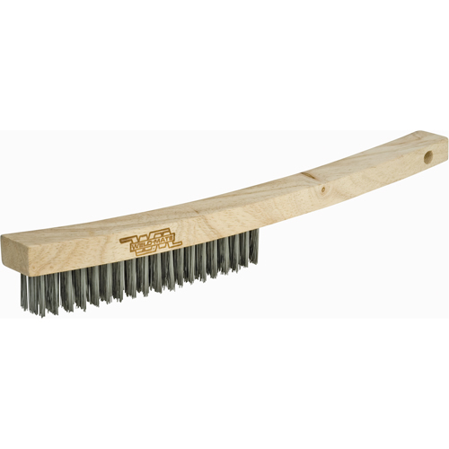 13-3/4" Long Handle Industrial-Duty Steel Scratch Brush, 4 x 19 Wire Rows product photo Front View L