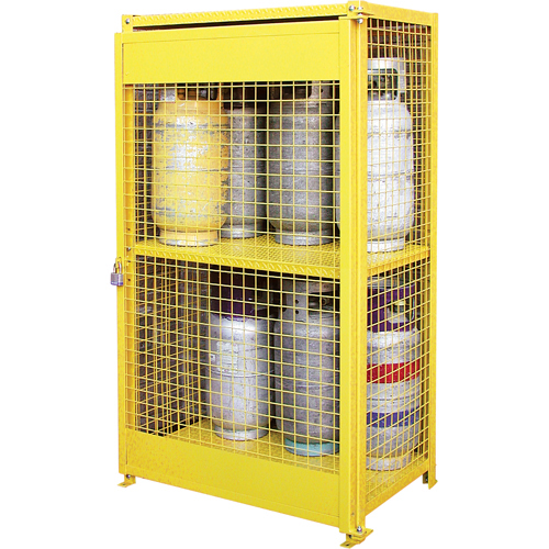 44" W x 30" D x 74" H Gas Cylinder Cabinet, 12 Cylinder Capacity, Yellow product photo Front View L