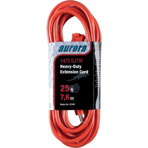 25' Outdoor Vinyl Extension Cord, 14/3 AWG, 15 Amps product photo Front View L