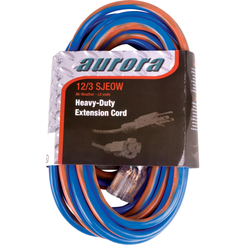 50'All Weather TPE-Rubber Extension Cord With Light Indicator, 12/3 AWG, 15 Amps product photo Front View L