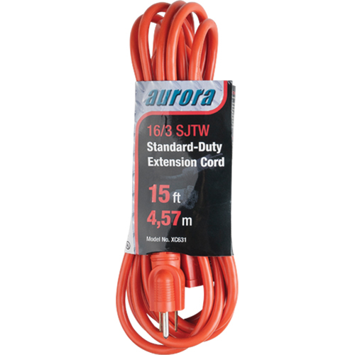 15' Indoor/Outdoor Extension Cord, 16/3 AWG, 13 A product photo Front View L
