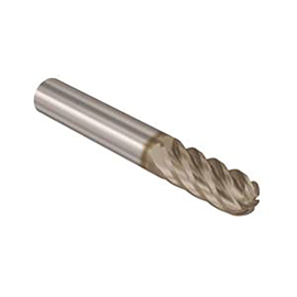 10.00mm Diameter x 10.00mm Shank 6-Flute Short Length HXT Coated Carbide Ball Nose End Mill product photo