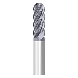 0.7500" Diameter x 0.7500" Shank 6-Flute Stub Length AlTiN Coated Carbide Ball Nose End Mill product photo