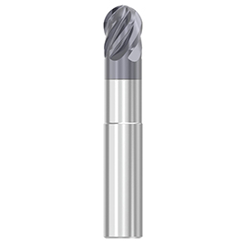 0.2500" Diameter x 0.2500" Shank 6-Flute Stub Length AlTiN Coated Carbide Ball Nose End Mill product photo