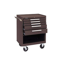 27" 5 Drawer Brown Roller Cabinet With Swing Down Panel product photo