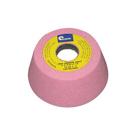PA46J 5" x 2" x 1-1/4" "E" Flaring Cup Pink Aluminum Oxide Bench Wheel product photo