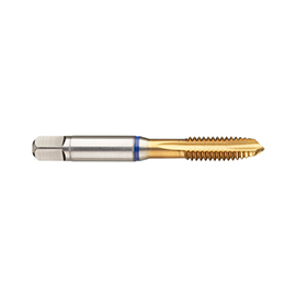 3906 (5.0mm) M5x0.80 HSSE-PM 3-Flute Spiral Point TiN Coated Blue Ring Tap product photo