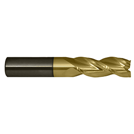 3/16" Diameter x 3/16" Shank, 3-Flute ZrN Coated Carbide Square Shoulder End Mill product photo