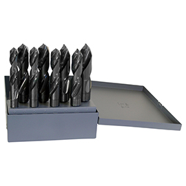 8pc 9/16"-1" x 1/16" General Purpose Black Oxide High Speed Steel Reduced Shank Drill Bit Set product photo