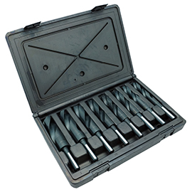 8pc 9/16"-1" x 1/16" General Purpose Black Oxide High Speed Steel Reduced Shank Drill Bit Set product photo
